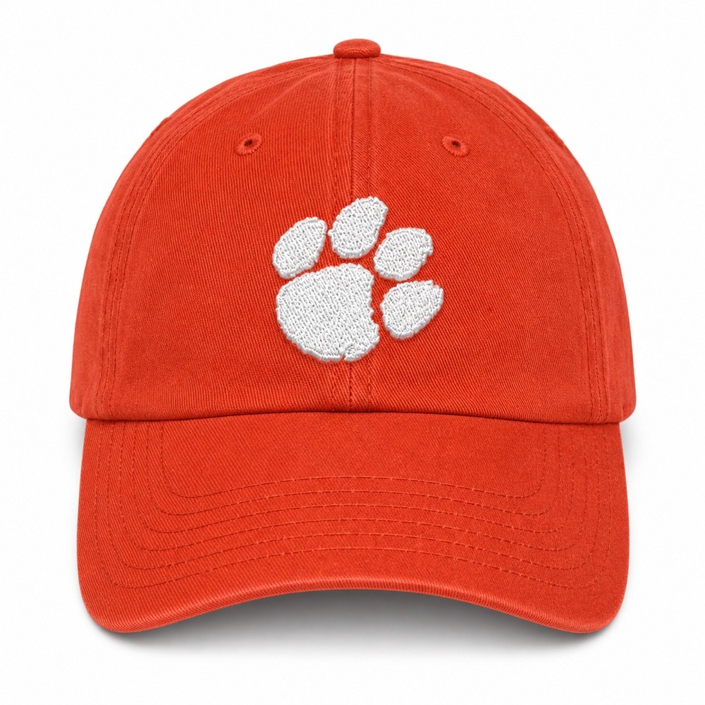 Orange Clemson Paw Baseball Cap Cotton Adjustable Dad Hat